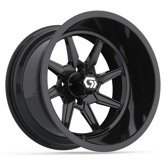 GTW® Reaper Gloss Black 15" Golf Cart Wheel - Single | Deep Dish