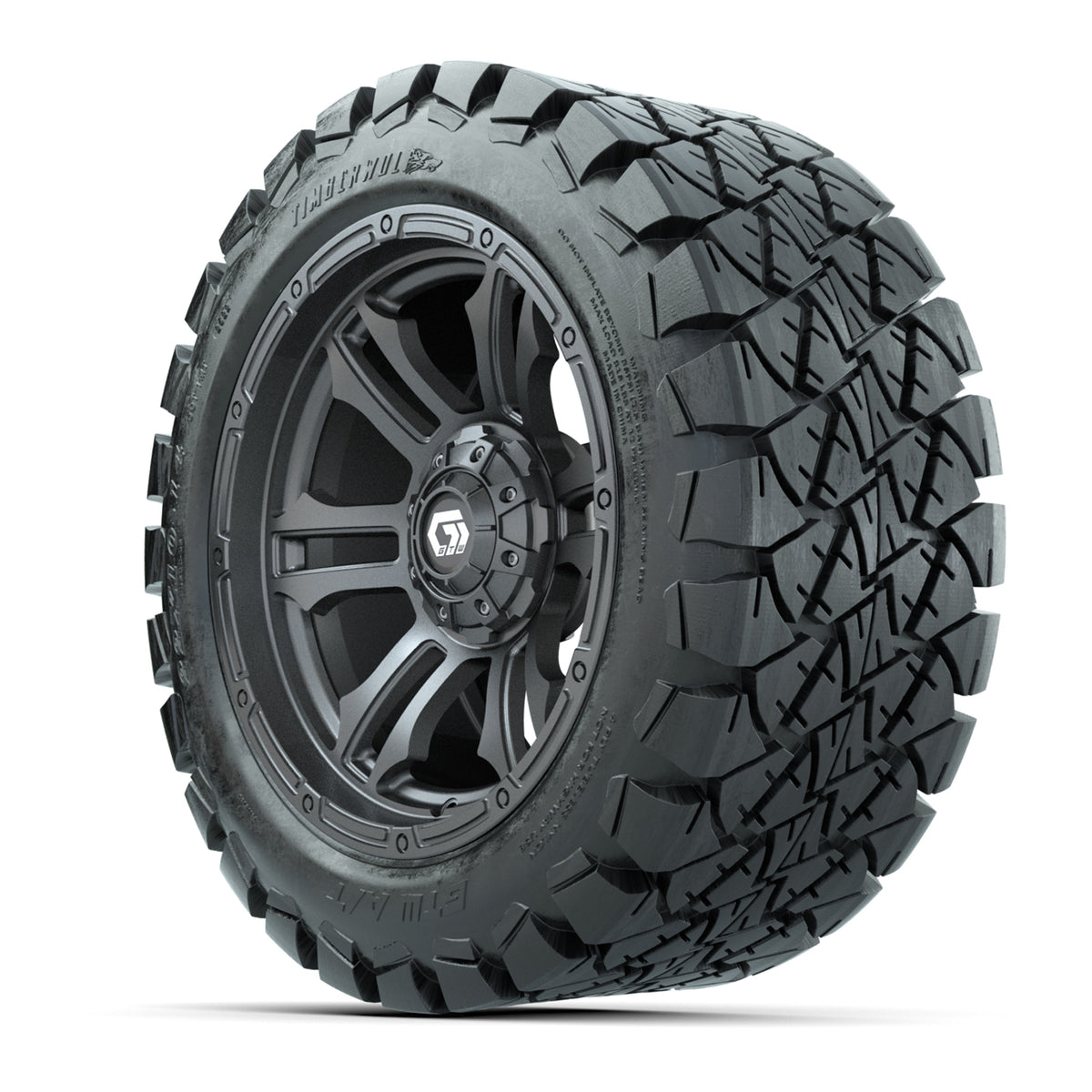 GTW® Shogun Gunmetal 14 in Wheels with 22x10-14 Timberwolf All-Terrain Tires Full Set