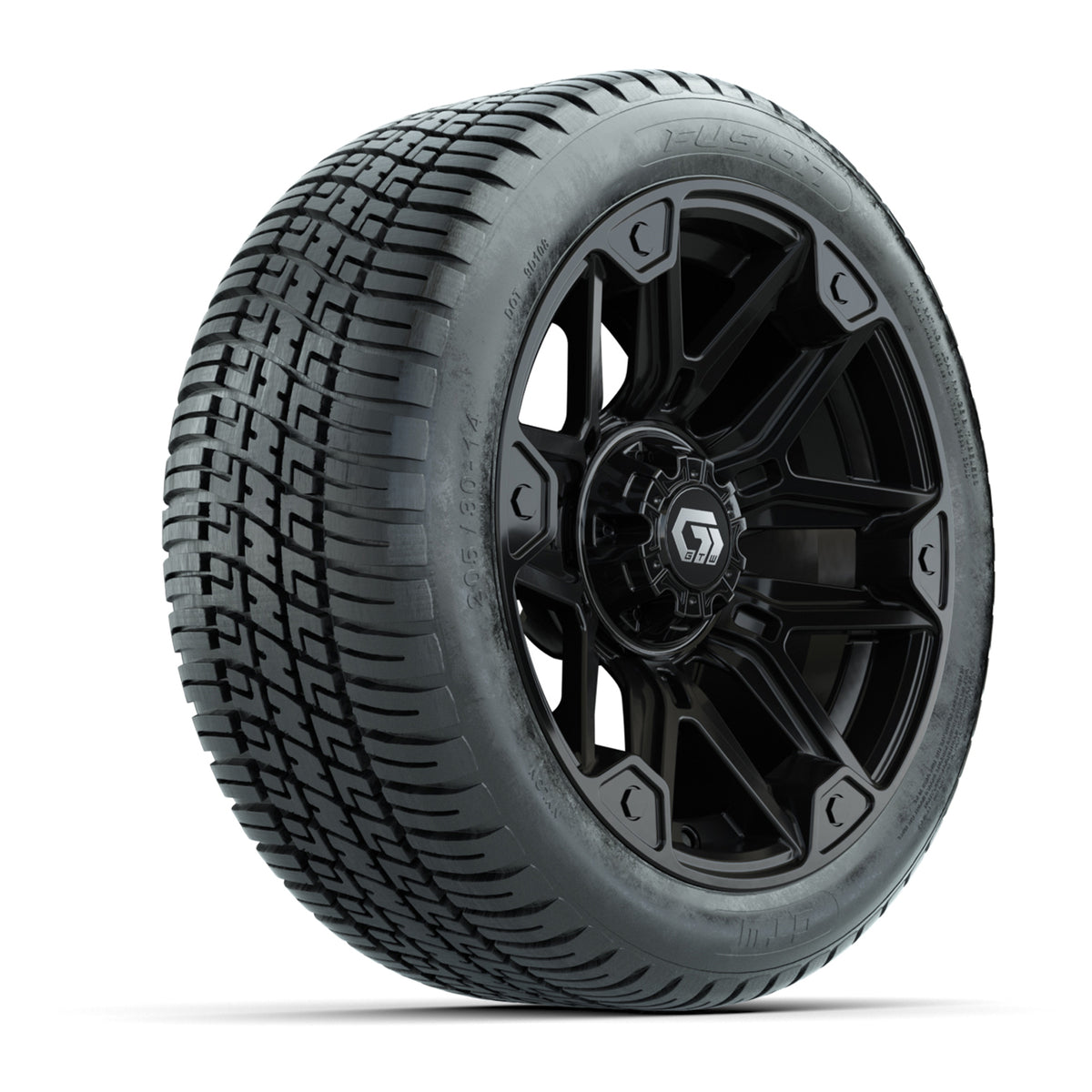 GTW® Graffiti Gloss Black 14 in Wheels with 205/30-14 Fusion Street Tires Full Set