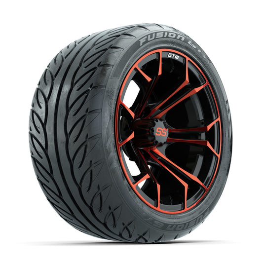 GTW Spyder Red/Black 14 in Wheels with 225/40-R14 Fusion GTR Street Tires Full Set