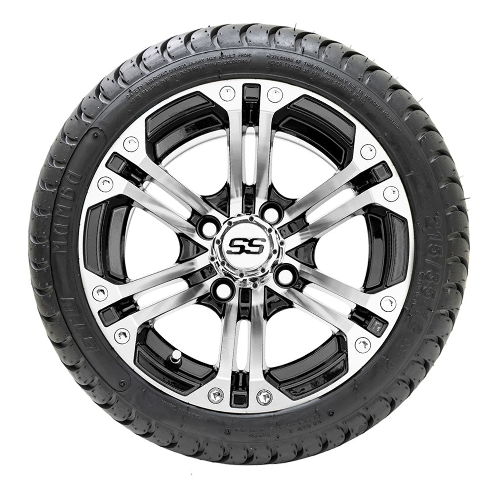 GTW Specter 12" Black & Machined Wheels with 18" Mamba DOT Street Tires — Set of 4