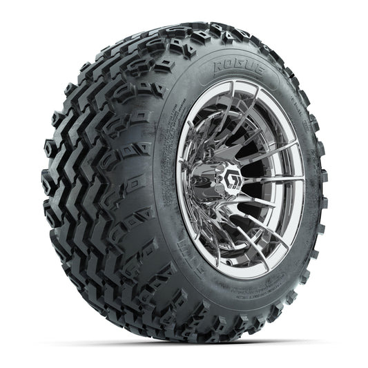 GTW® Boost Chrome 12 in Wheels with 22x11.00-12 Rogue All-Terrain Tires Full Set