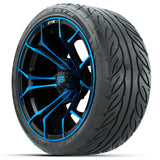 GTW Spyder Blue/Black 15 inch Wheels with 215/40-R15 Fusion GTR Street Tires Full Set