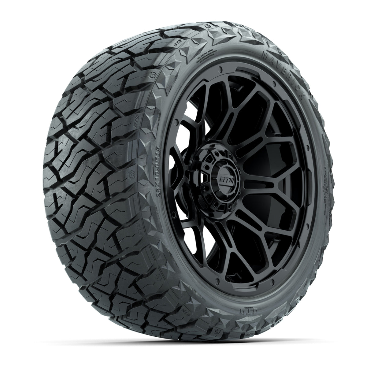 GTW Bravo Matte Black 15 in Wheels with 23x10.00-R15 Maverick All-Terrain Tires – Full Set