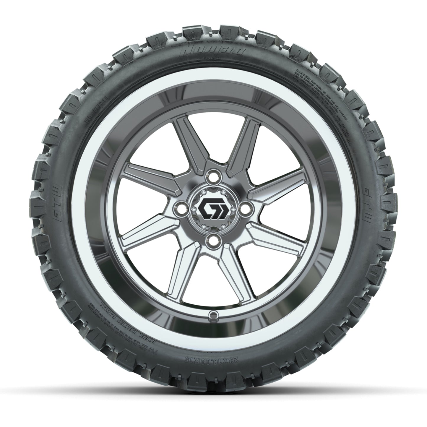 GTW® Reaper Chrome 15" Wheels with 23X10-R15 Nomad Steel Belted Radial All-Terrain Tires - Full Set