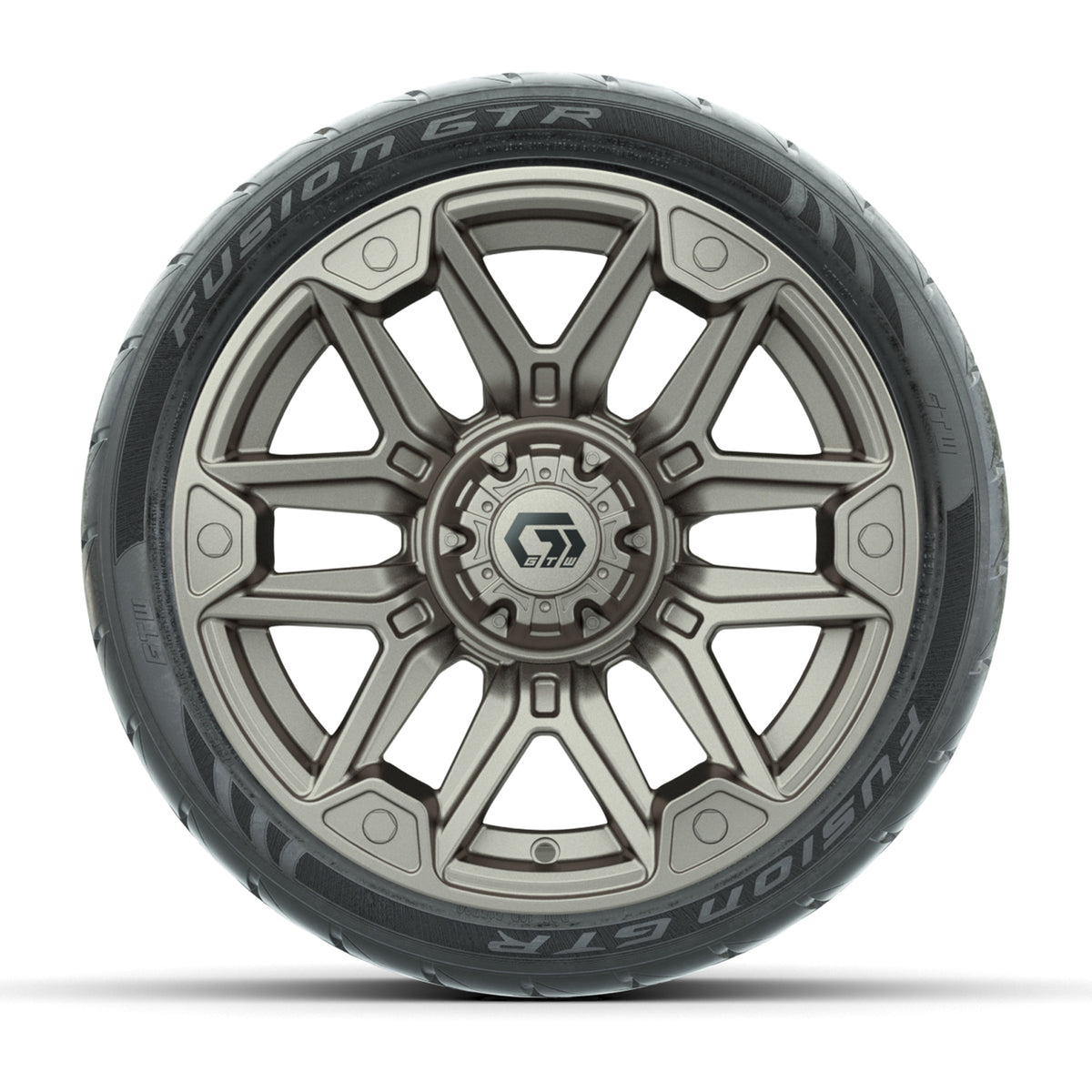 GTW® Graffiti Satin Bronze 14 in Wheels with 205/40-R14 Fusion GTR Steel Belted Street Tires Full Set