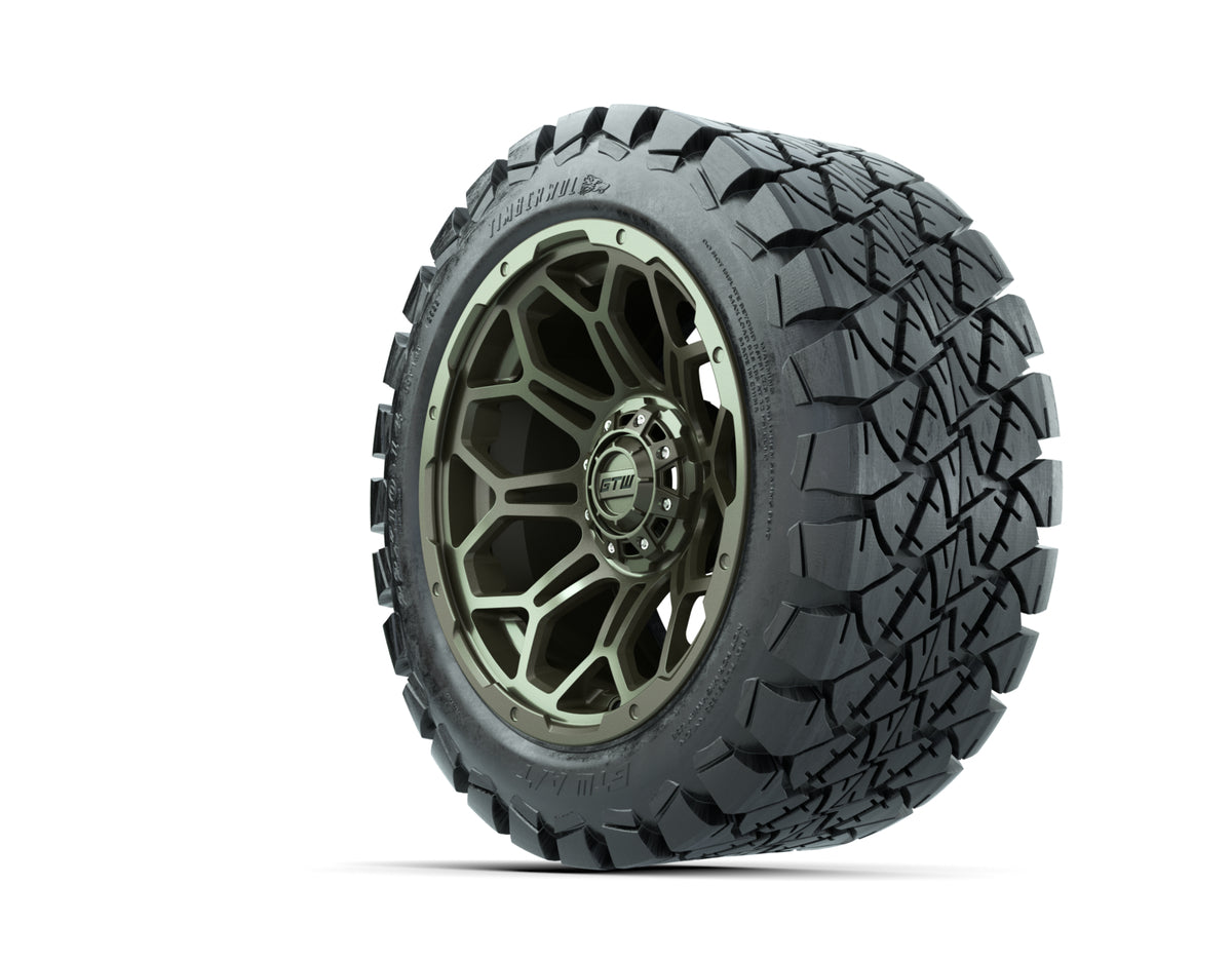14" GTW Bravo Matte Recon Green Wheels with 22" Timberwolf  Set of 4