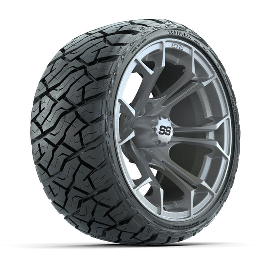 GTW Spyder Silver Brush 14" Wheels & 205/35-R14 Maverick Low-Profile AT Tires – Set of 4