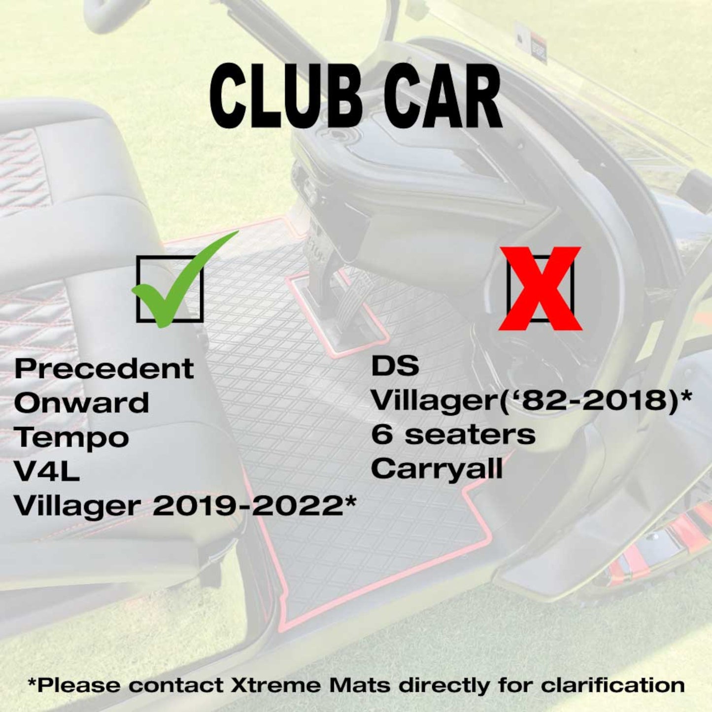 Club Car Precedent Floor Mat - Xtreme Full Coverage | Black/Blue Onward Tempo Villager