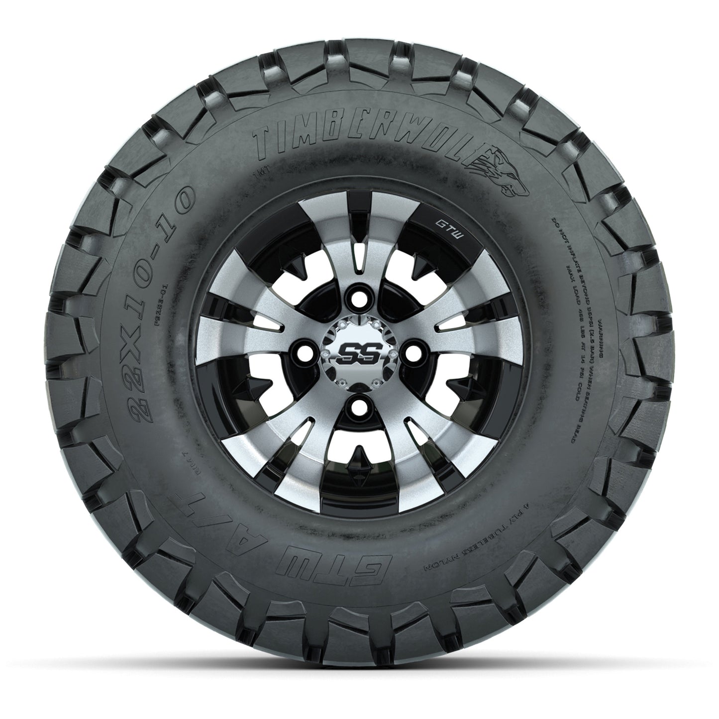 GTW Vampire 10" Black & Machined Wheels with 22" Timberwolf A/T Tires — Set of 4