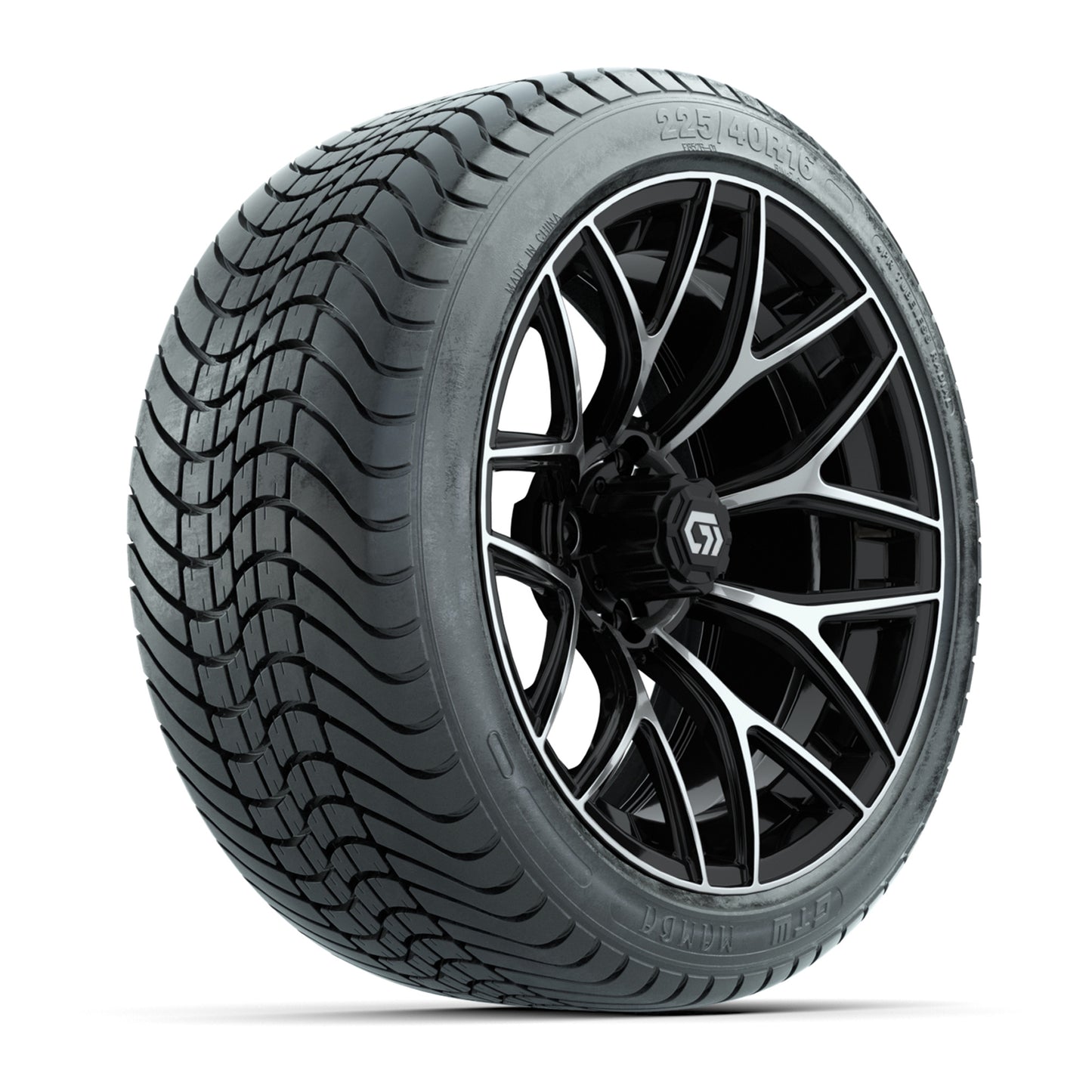 GTW® Monaco Black/Machined 16" Wheels with 225/40-R16 Mamba Street Tires - Full Set