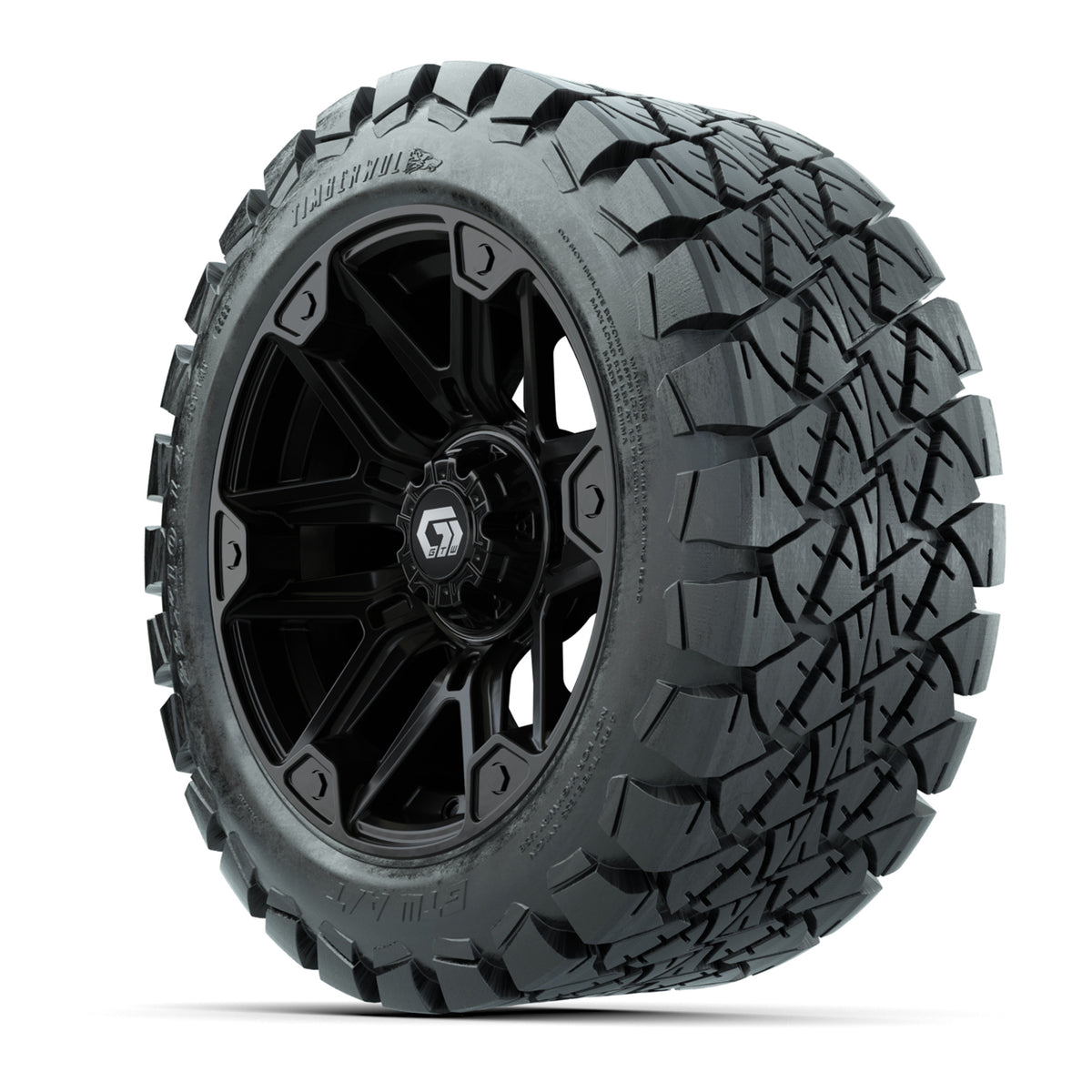 GTW® Graffiti Gloss Black 14 in Wheels with 22x10-14 Timberwolf All-Terrain Tires Full Set