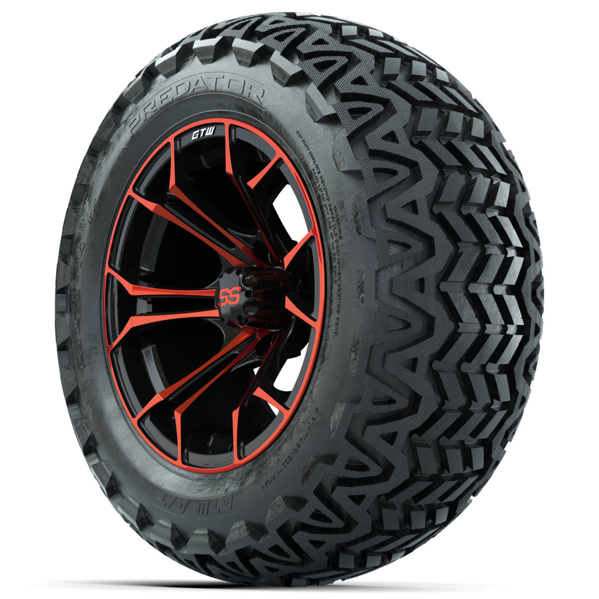 GTW Spyder Red/Black 14 in Wheels with 23x10-14 GTW Predator All-Terrain Tires Full Set