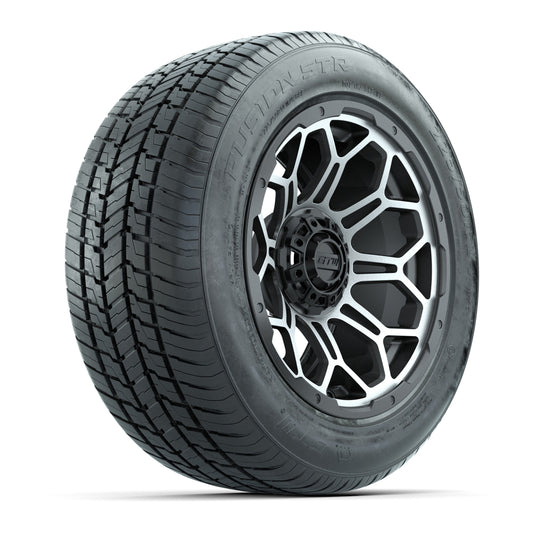 GTW® Bravo Matte Gray and Machined 14" Wheels with 255/50-R14 Fusion STR DOT Approved Street Tires - Full Set