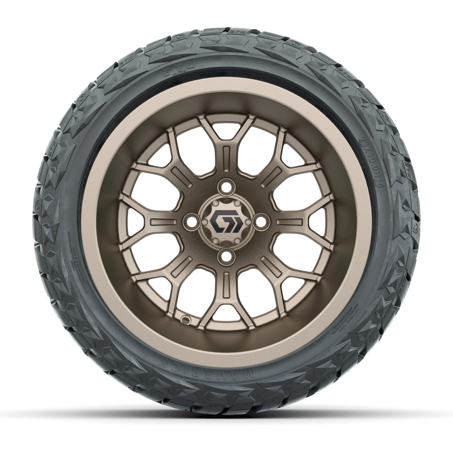 GTW® Assault Matte Bronze 14" Wheels with 23X10-R14 Maverick Steel Belted Radial All-Terrain Tires - Full Set