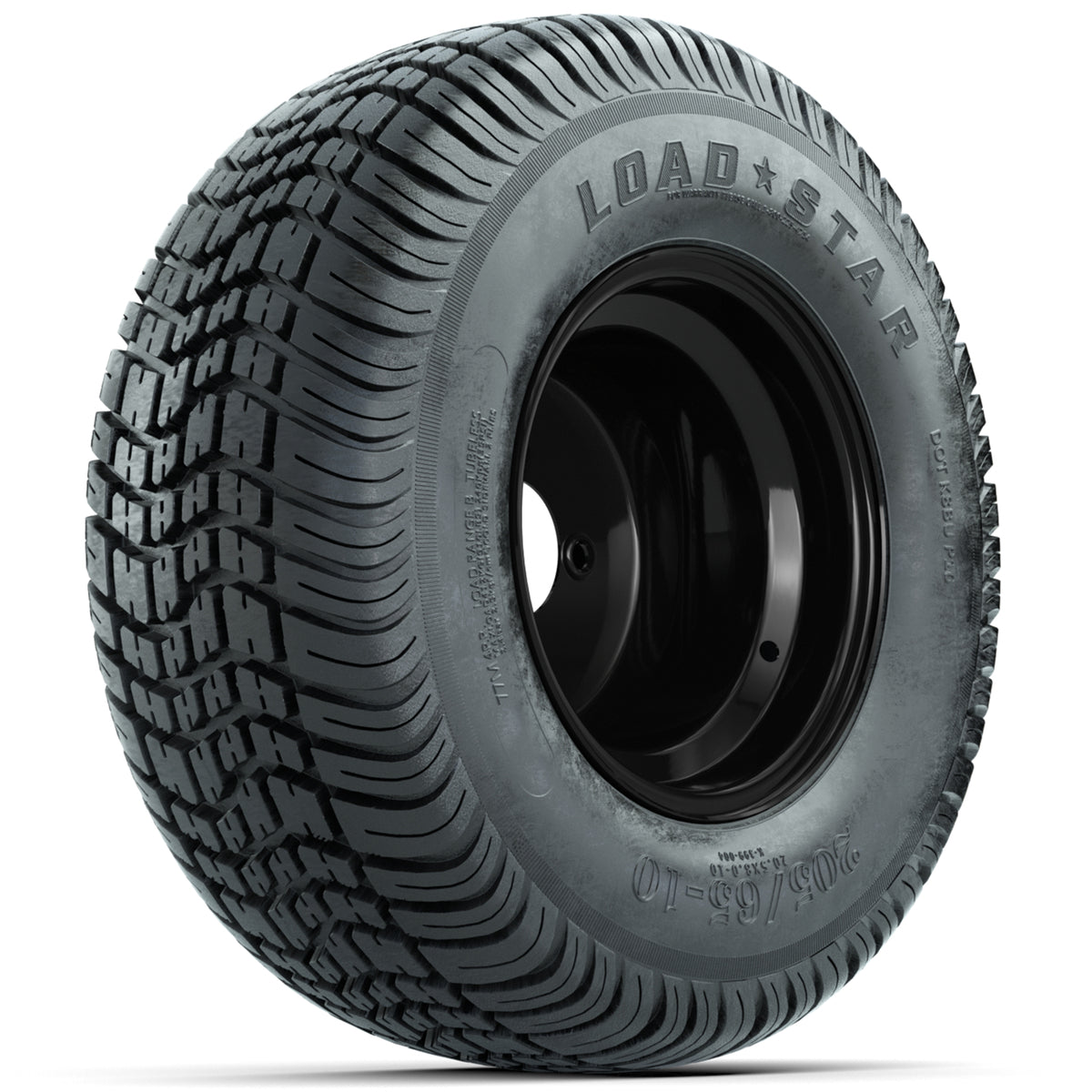 Set of (4) 10" Matte Black Steel Offset Wheels with 205/65-10 Kenda Load Star Street Tires