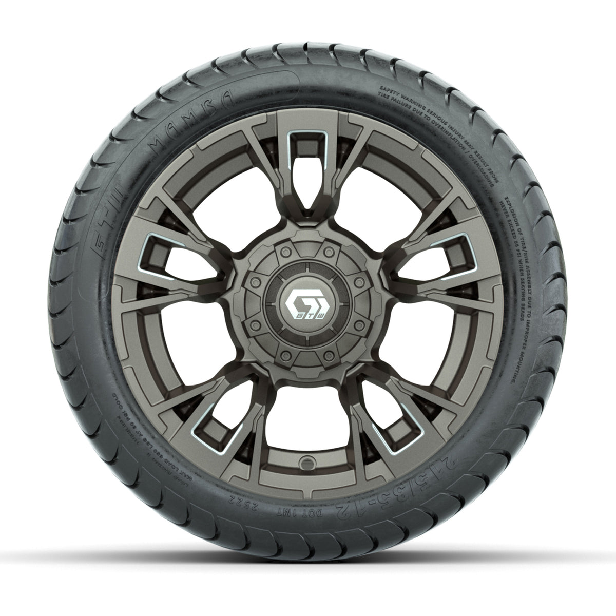 GTW® Vandal Satin Bronze/Machined 12 in Wheels with 215/35-12 Mamba Street Tires Full Set
