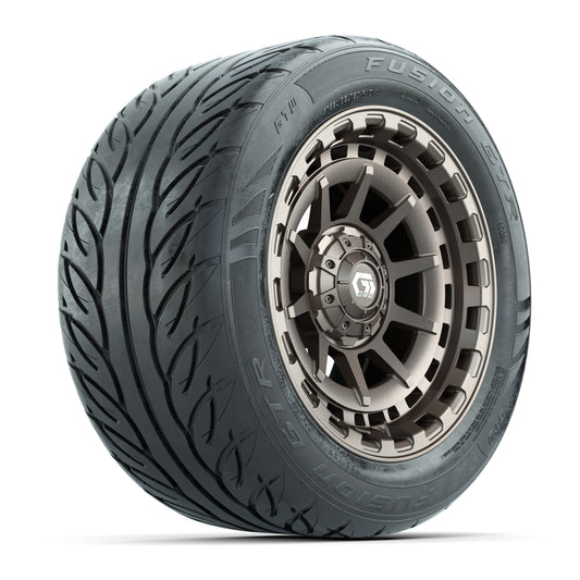 14" GTW® Barricade Bronze Golf Cart Wheels & 255/45-R14 Fusion GTR Radial Street Tires (Set of 4)