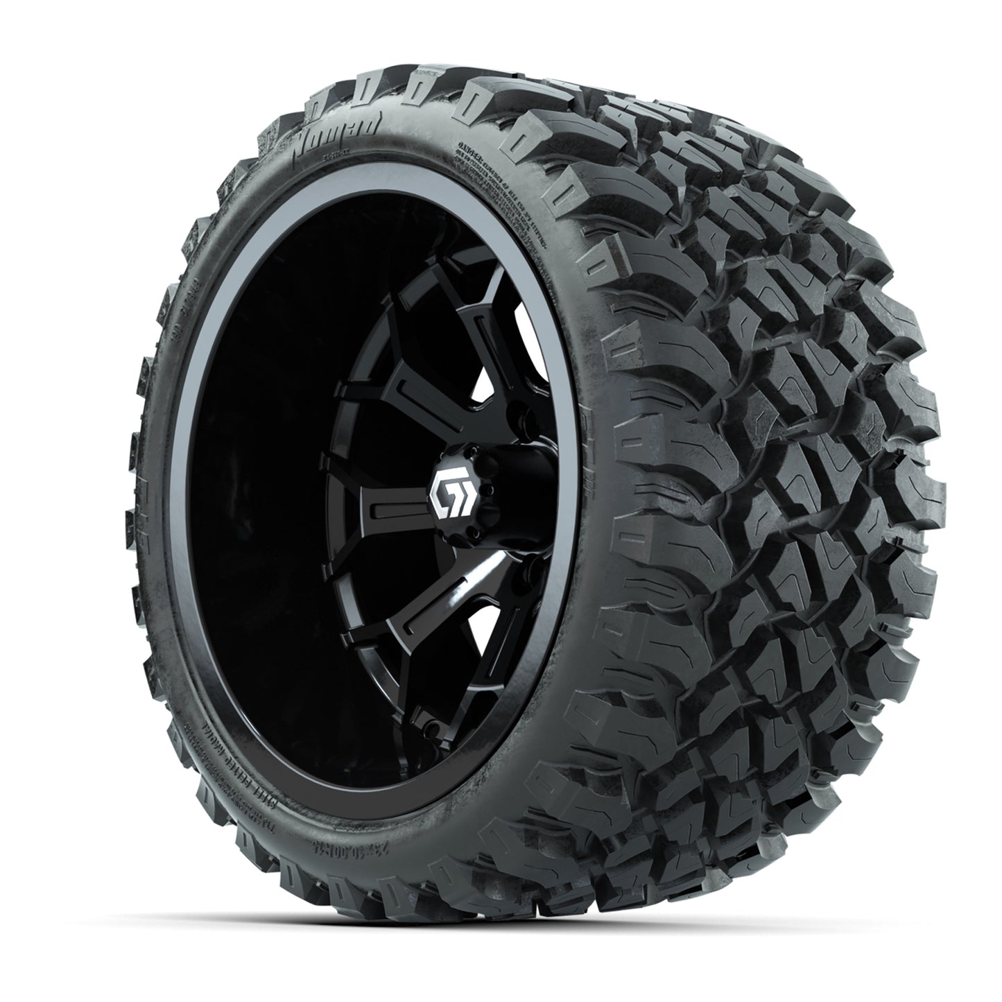 GTW® Assault Gloss Black 15" Wheels with 23X10-R15 Nomad Steel Belted Radial All-Terrain Tires - Full Set