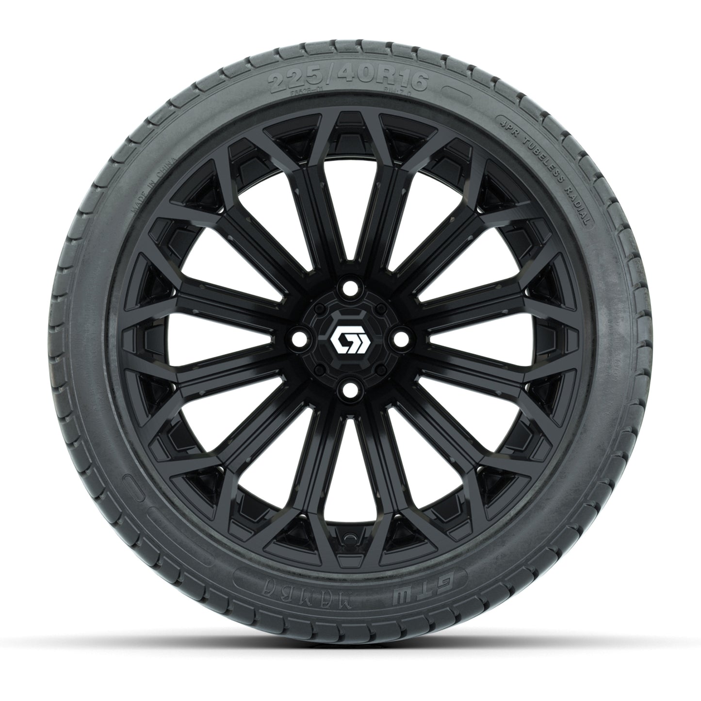 GTW® Phantom Gloss Black 16" Wheels with 225/40-R16 Mamba Street Tires - Full Set