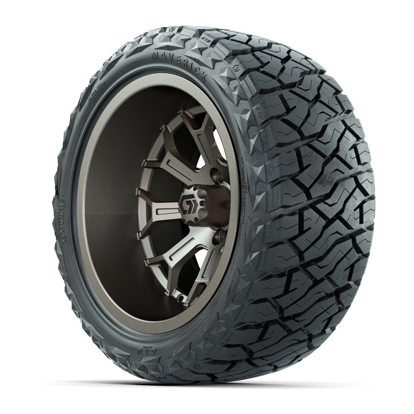 GTW Assault Matte Bronze 15" Deep Dish Wheels with 23X10-R15 Maverick Steel Belted Radial All-Terrain Tires - Full Set