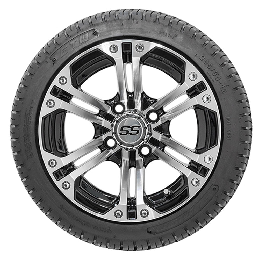 GTW Specter 12" Black & Machined Wheels with 18" Fusion DOT Street Tires — Set of 4