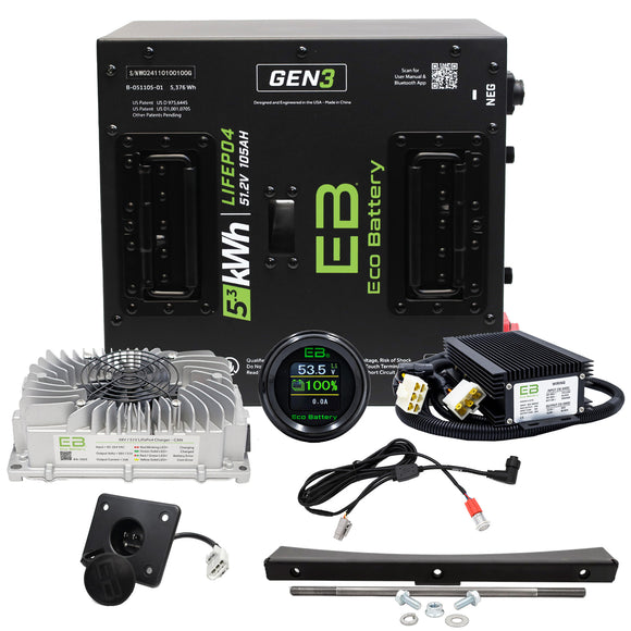 EZGO Freedom RXV Eco Lithium 51v 105Ah GEN3 Battery Bundle - Thru Hole 10 year warranty
