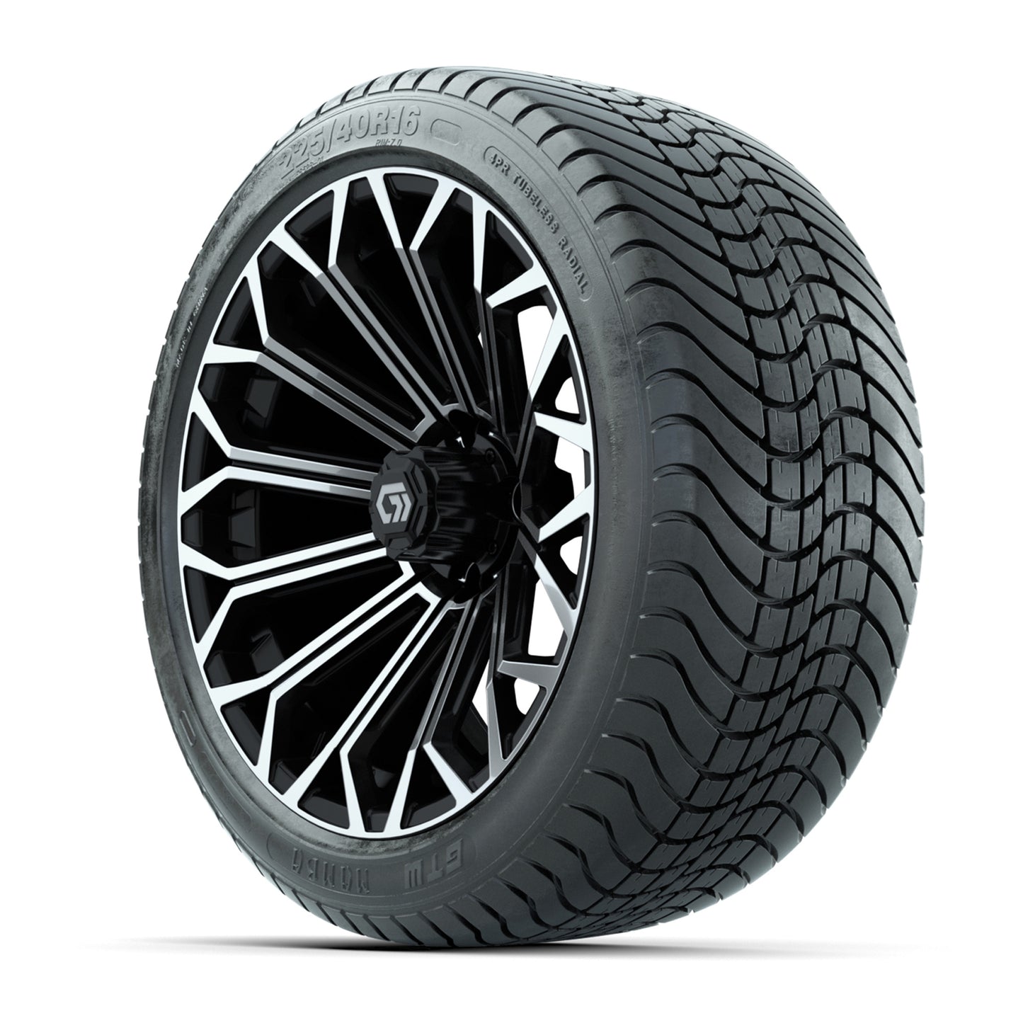 GTW® Phantom Black/Machined 16" Wheels with 225/40-R16 Mamba Street Tires - Full Set