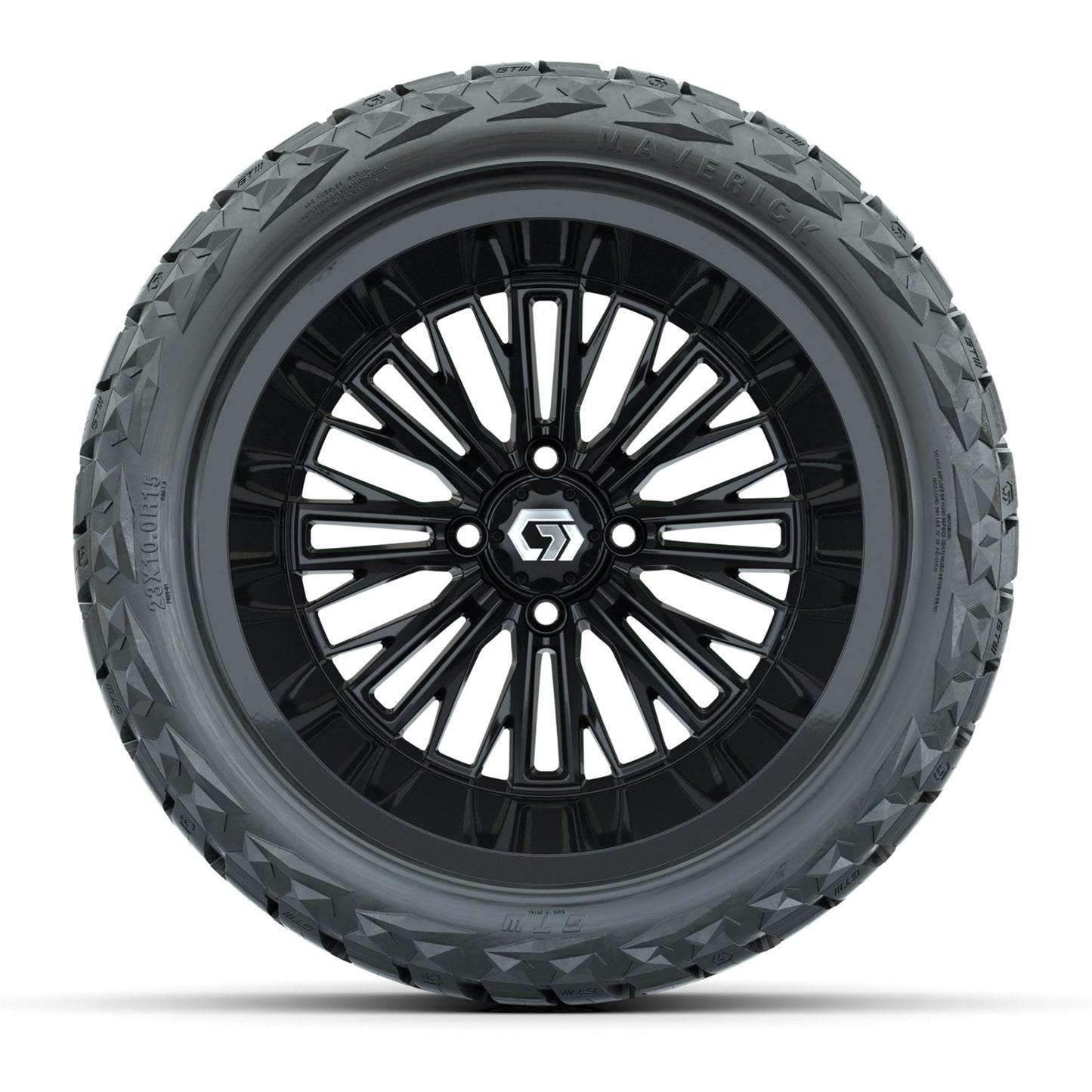 GTW Viper Gloss Black 15" Deep Dish Wheels with 23X10-R15 Maverick Steel Belted Radial All-Terrain Tires - Full Set