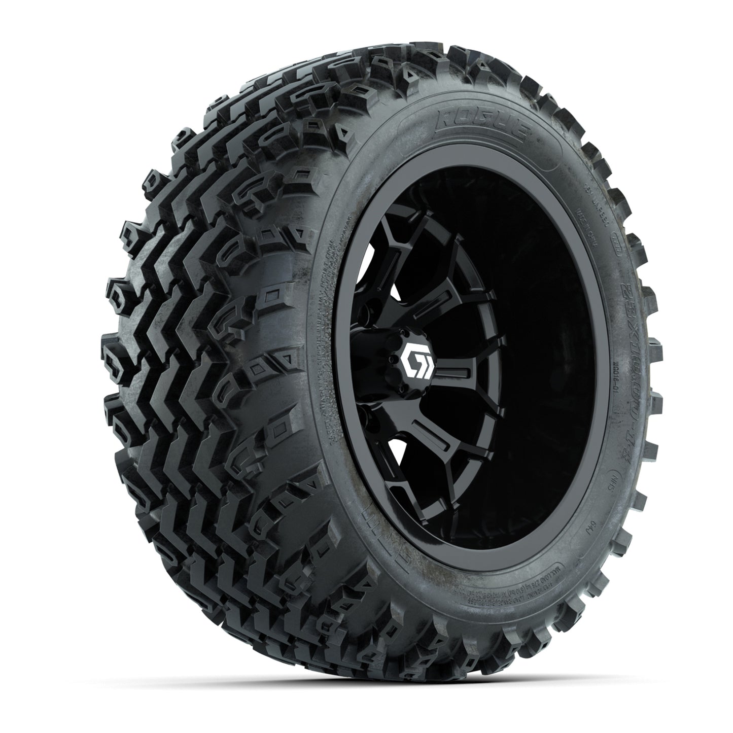 GTW® Assault Gloss Black 14" Wheels with 23X10-R14 Rogue All-Terrain Tires - Full Set