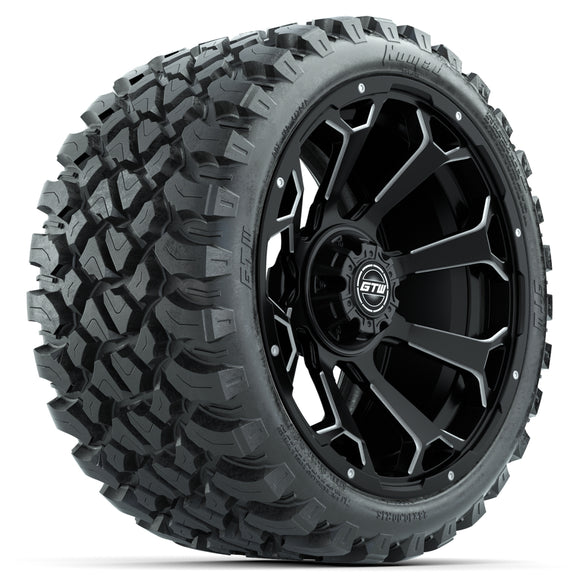 Set of (4) 15 inch GTW Raven Matte Black Wheels with 23x10-R15 Nomad All-Terrain Tires
