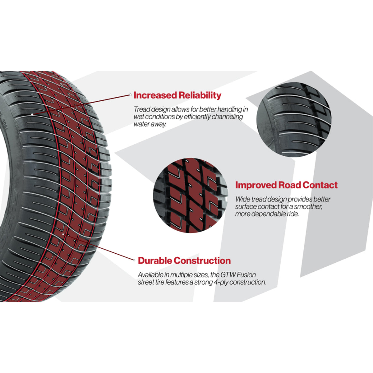 GTW Fusion 205/50-10 Street Golf Cart Tire 4-Ply (Single)