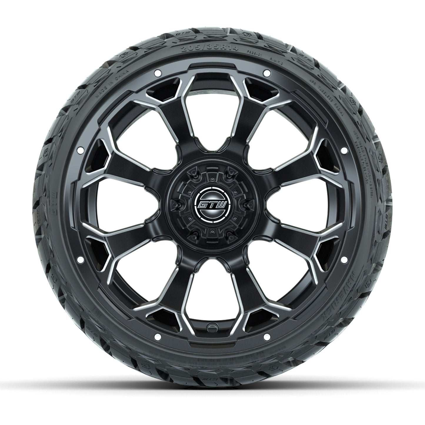GTW Raven Matte Black 14" Wheels with 205/35-R14 Maverick Low-Profile All-Terrain Tires – Full Set