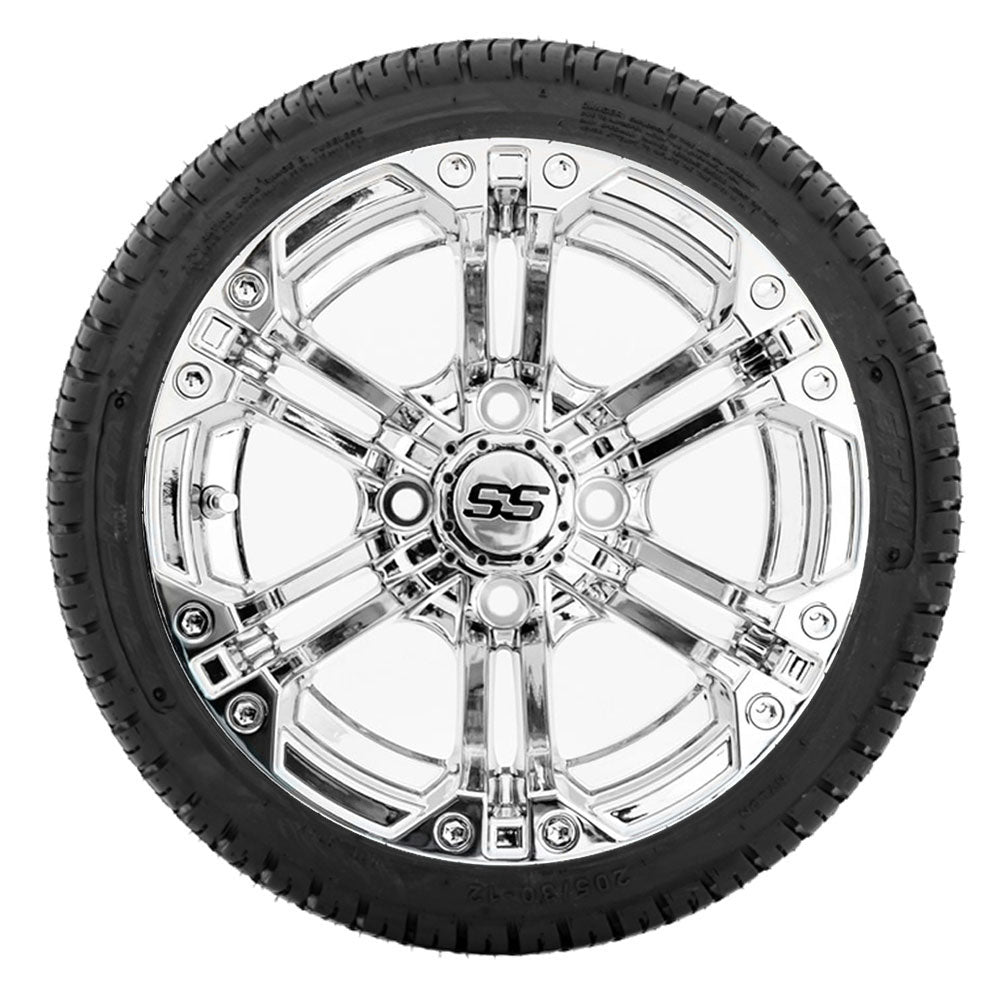GTW Specter 12" Chrome Wheels with 18" Fusion DOT Street Tires — Set of 4