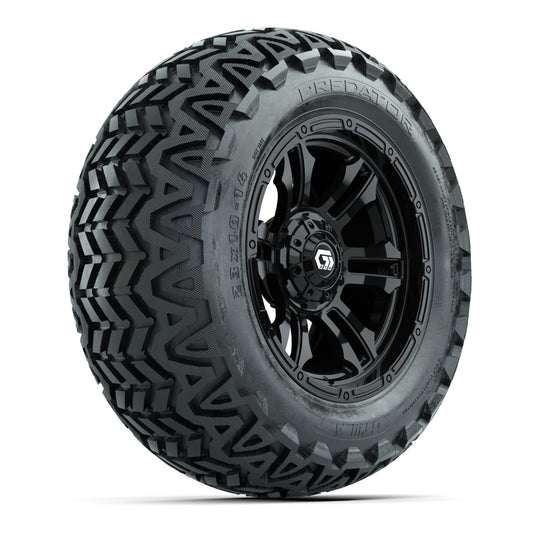 GTW® Shogun Gloss Black 14 in Wheels with 23x10-14 Predator All-Terrain Tires Full Set