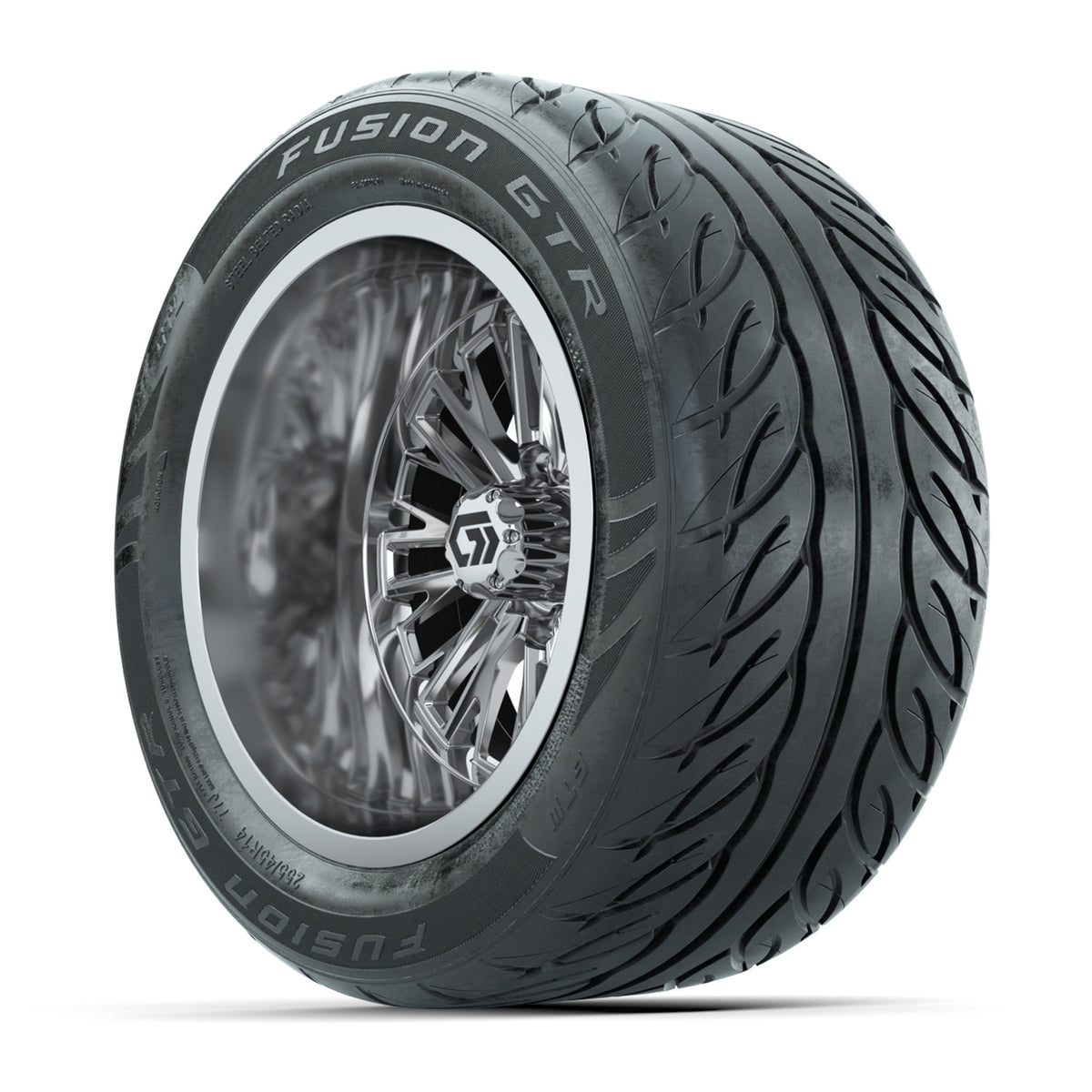 GTW Viper Chrome 14x9 Wheels with 255/45-R14 Fusion GTR Street Tires - Set of 4
