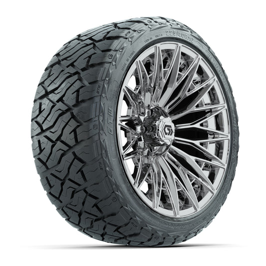 GTW 16" Blur Chrome Golf Cart Wheels & 225/40-R16 Maverick All Terrain Tires