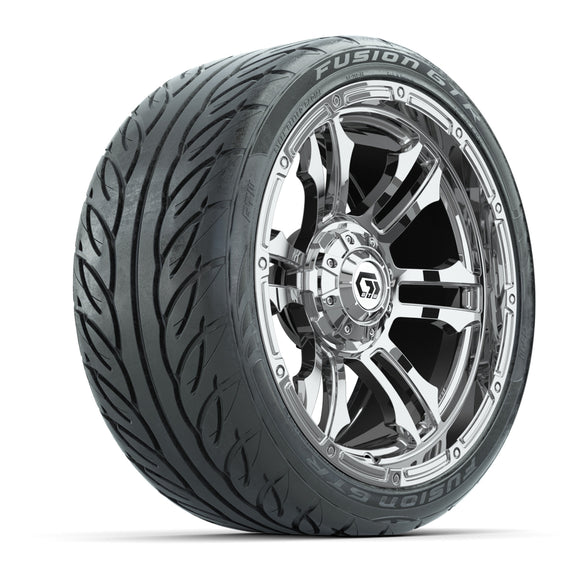 GTW® Shogun Chrome 15 in Wheels with 215/40-R15 Fusion GTR Steel Belted Street Tires Full Set