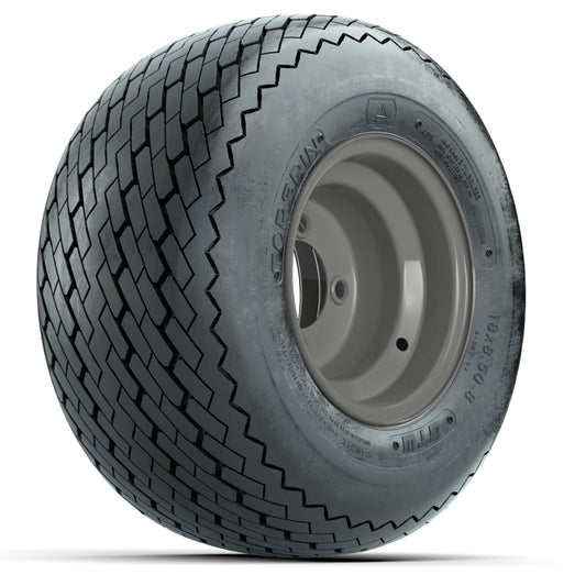 Set of (4) 8 inch Gray Steel Wheels with 18 in GTW Tires 18x8.5x8