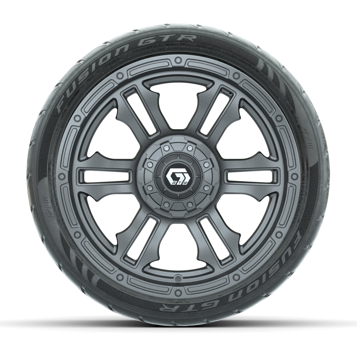 GTW® Shogun Gunmetal 14 in Wheels with 205/40-R14 Fusion GTR Steel Belted Street Tires Full Set