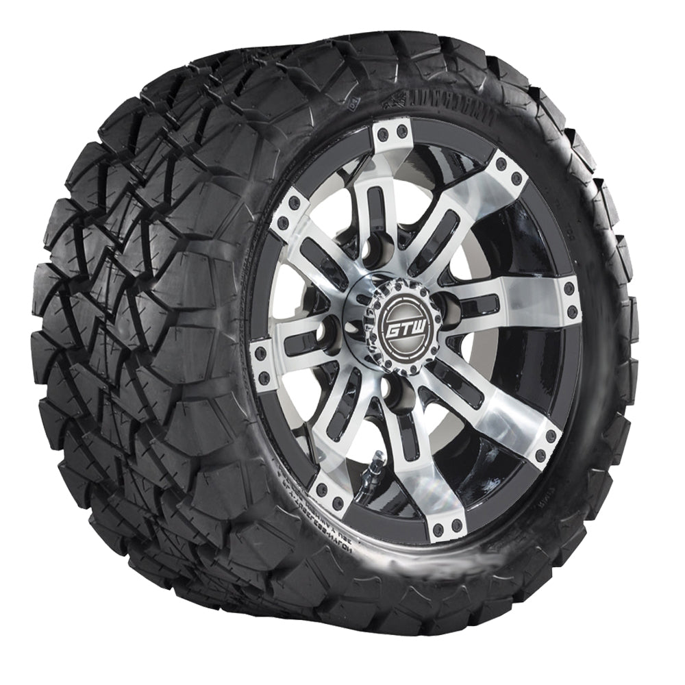 GTW Tempest 10" Black & Machined Wheels with 22" Timberwolf A/T Tires — Set of 4