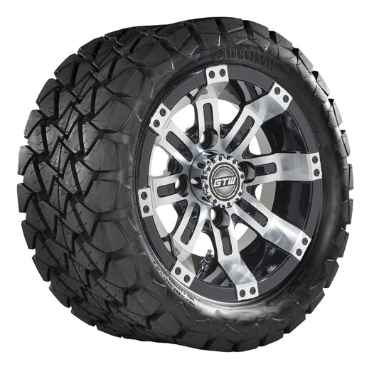 GTW Tempest Black and Machined Wheels with 22in Timberwolf Tires - 10 Inch