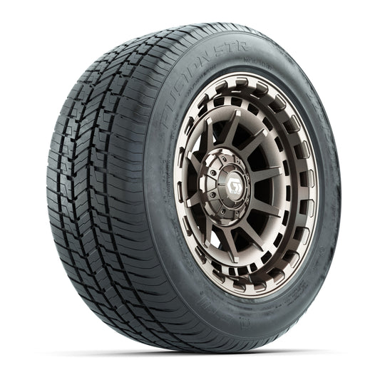 GTW® Barricade Satin Bronze 14" Wheels with 255/50-R14 Fusion STR DOT Approved Street Tires - Full Set