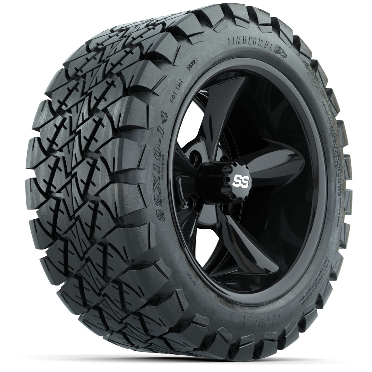 Set of (4) 14" GTW Godfather Wheels with 22x10-14 GTW Timberwolf All-Terrain Tires