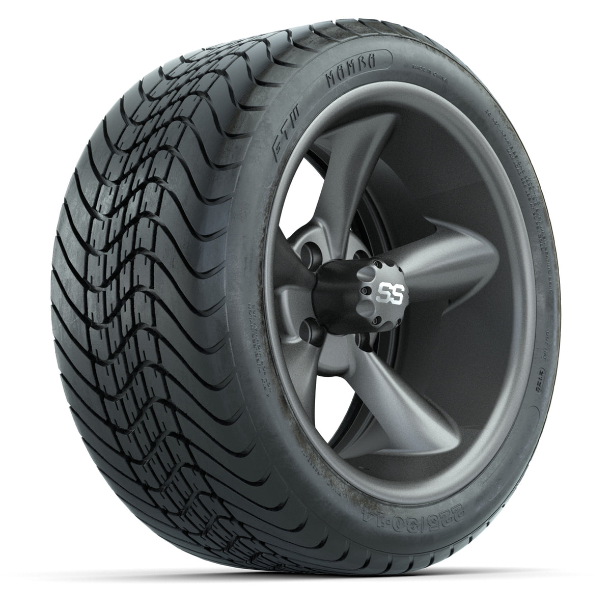 Set of (4) 14" GTW Godfather Wheels with 225/30-14 Mamba Street Tires
