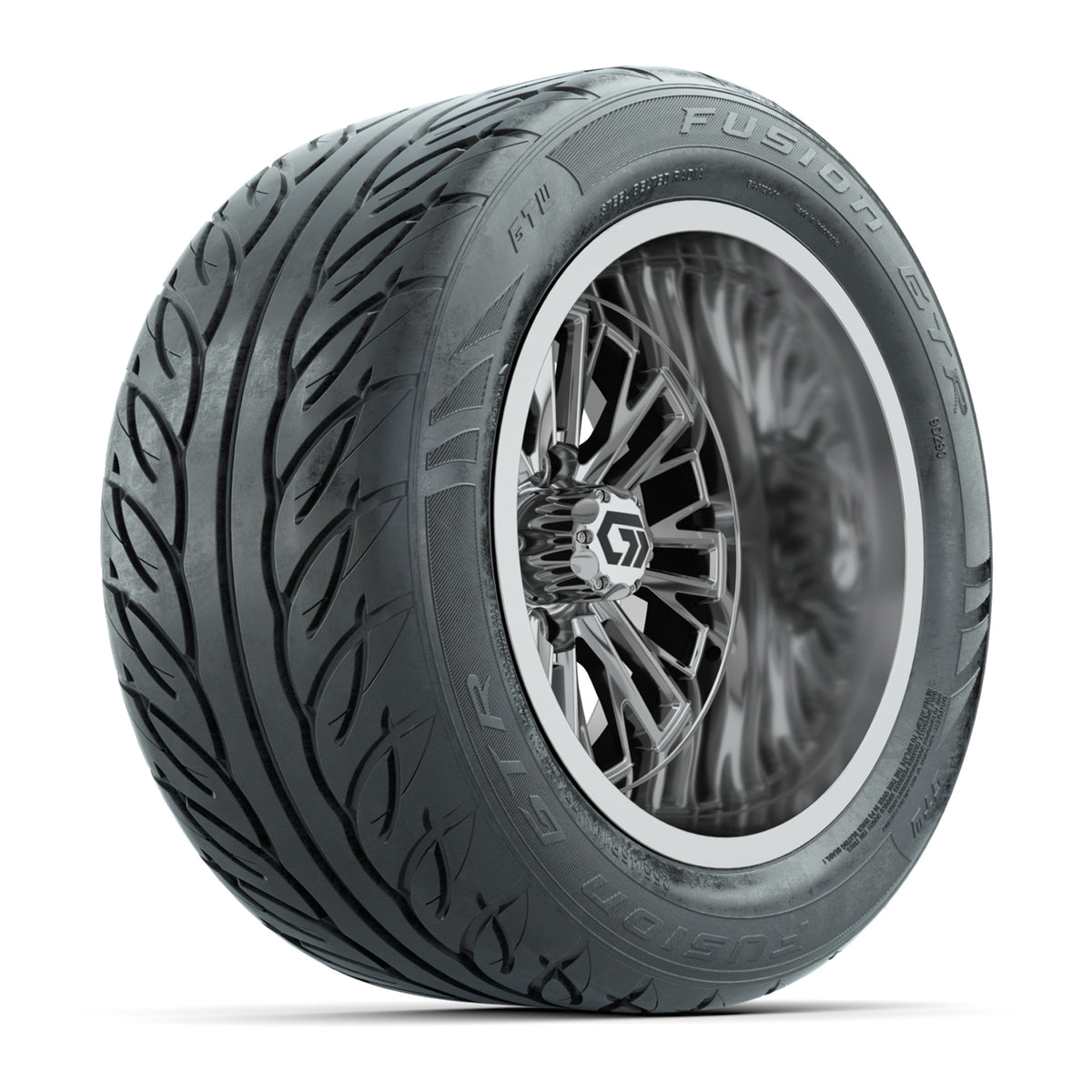 GTW Viper Chrome 14x9 Wheels with 255/45-R14 Fusion GTR Street Tires - Set of 4