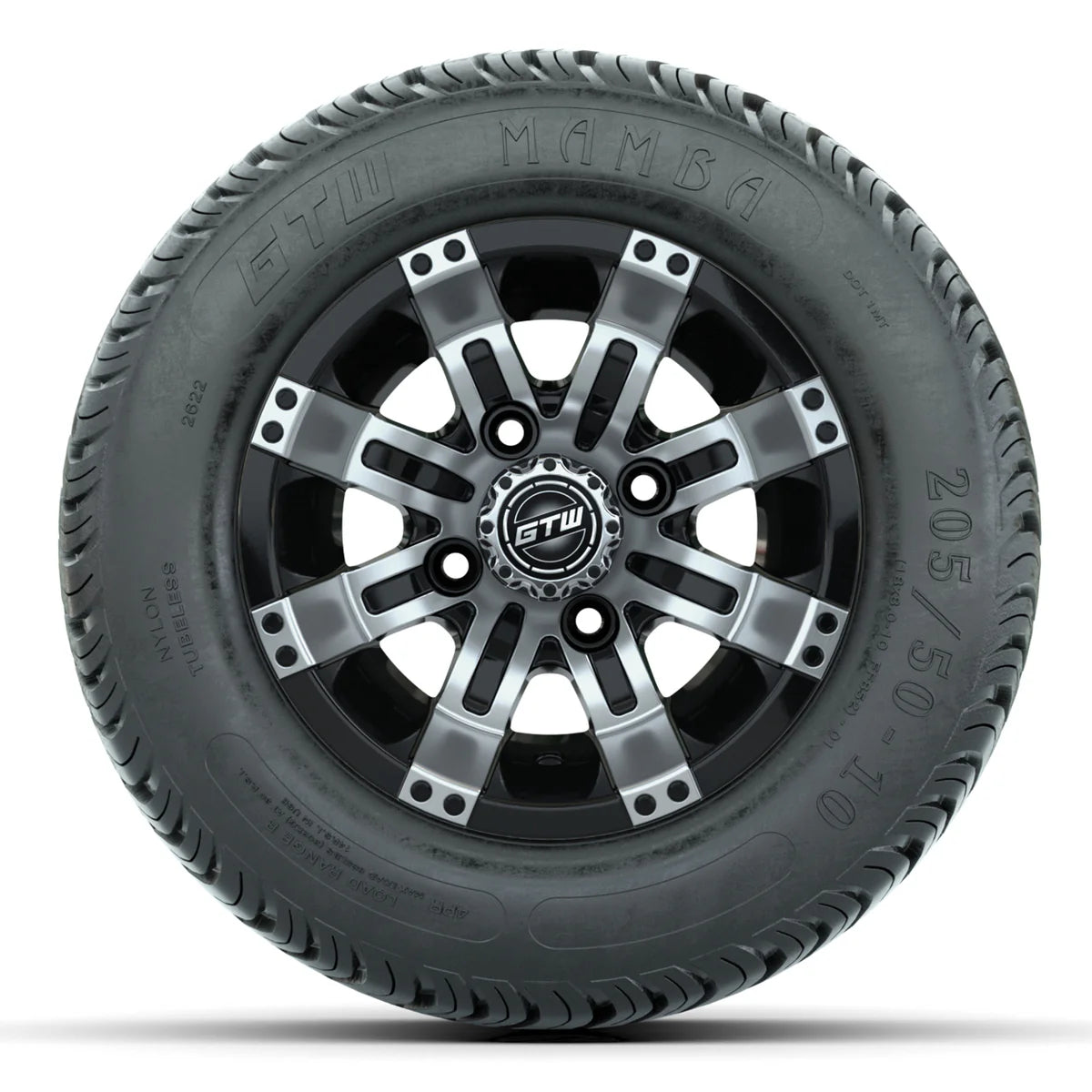 Set of (4) 10" GTW Tempest Wheels with 205/50-10 Kenda Pro Tour Tires