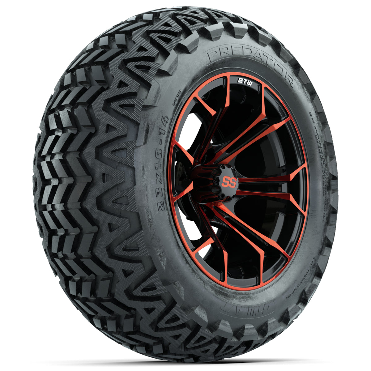 GTW Spyder Red/Black 14 in Wheels with 23x10-14 GTW Predator All-Terrain Tires Full Set