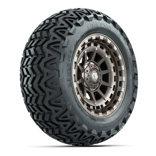 GTW® Barricade Satin Bronze 14 in Wheels with 23x10-14 Predator All-Terrain Tires Full Set