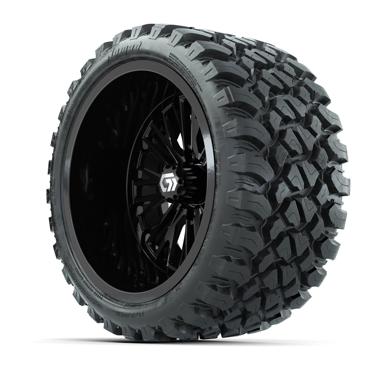 GTW Viper Gloss Black 15" Golf Cart Wheels & 23X10-R15 Nomad A/T Tires – Set of 4